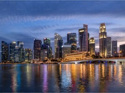 De skyline van Marina Bay; gebruikt bij de gids over het zeer veilige kraanwater in Singapore.